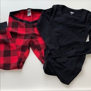 Old Navy Thermal maternity pajamas buffalo plaid